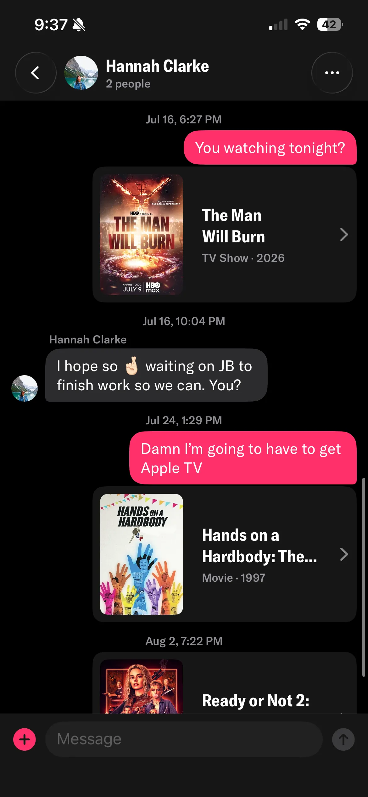 Texting a friend becomes an actual recommendation.